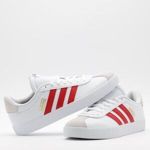 Adidas Men's Cushioned Comfortable Suede VL Court 3.0 Sneakers White/Red Size 9